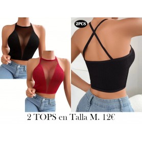 2 piezas de Tops Halter de Malla