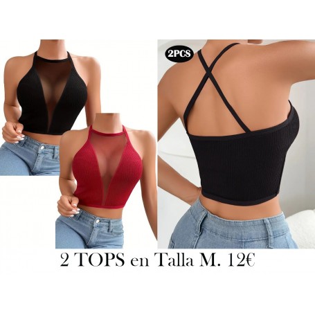 2 piezas de Tops Halter de Malla