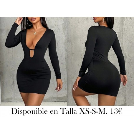 Vestido de manga larga mini con recortes sexy de unicolor para mujer