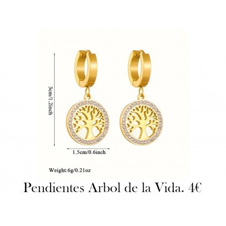 Elegante Árbol de la Vida Pendientes