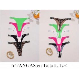 -Pack de tangas sexys para mujer - Tejido de punto de poliamida