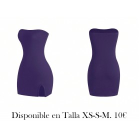 Vestido corto casual de mujer de unicolor, sin tirantes, con abertura, ajustado