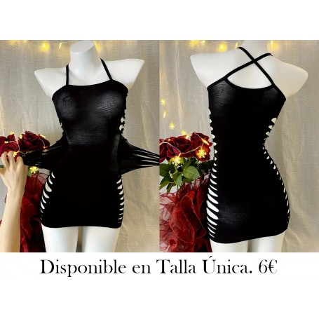 Vestido de punto sexy sin mangas VESTIDO MALLA NEGRA