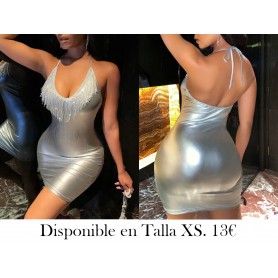 Vestido ajustado ribete con fleco