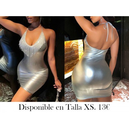 Vestido ajustado ribete con fleco