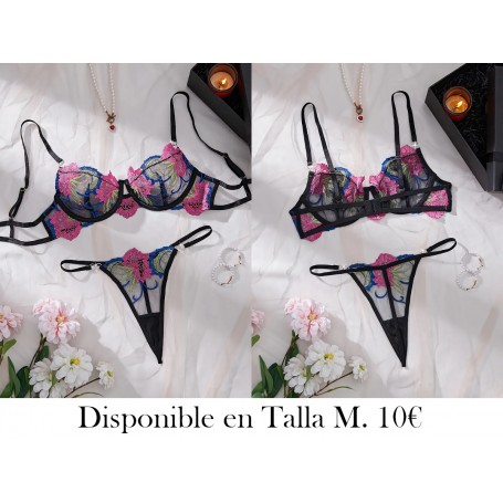 Conjunto de ropa interior sexy de encaje floral