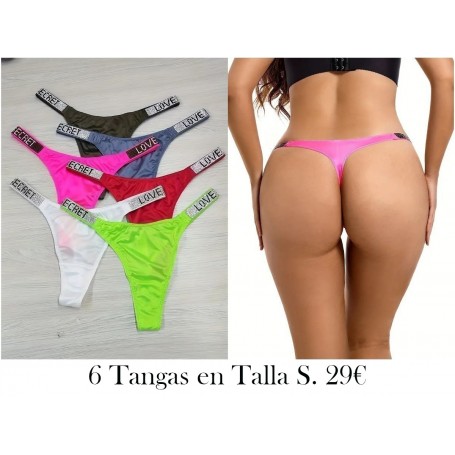 6 Uds. Tangas Sexys, Panties Íntimos De Cintura Baja Con Amor De Diamantes De Imitación, Lencería Y Ropa Interior Para Mujeres