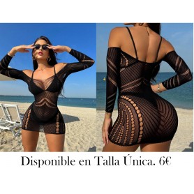 vestido de malla ajustado con mangas para verano