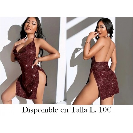 Vestido Asimétrico Sin Espalda Y Brillante