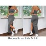 Conjunto ajustado de punto gris para mujer