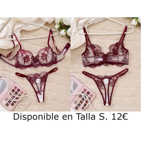 Conjunto de Ropa Interior Bordada al Estilo Palacio para Mujer, Sujetado