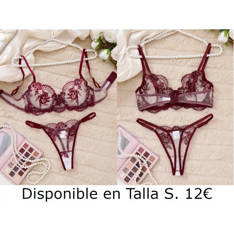 Conjunto de Ropa Interior Bordada al Estilo Palacio para Mujer, Sujetado