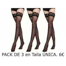 3pcs Medias Altas con Encaje Elegante para Mujer, Ultra-Transparentes y Adelgazantes