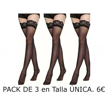 3pcs Medias Altas con Encaje Elegante para Mujer, Ultra-Transparentes y Adelgazantes