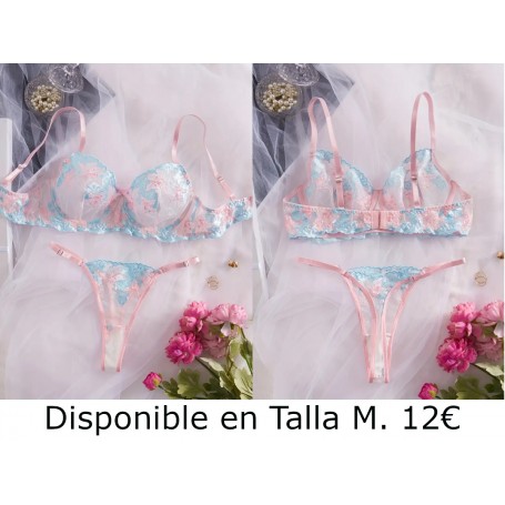 Conjunto de lencería de encaje floral, sujetador y tanga íntimos, lencería y ropa interior sexy para mujeres