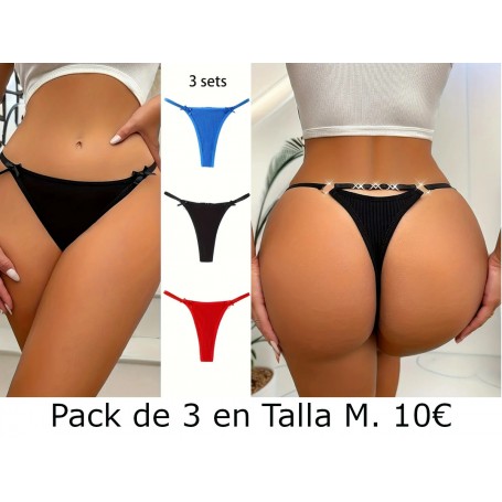 Conjunto de 3 tangas sin costuras