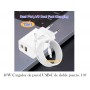 40W Cargador de pared USB-C de doble puerto, adaptador de alimentación PD+QC 4.0 con cable USB-C a C de 2m