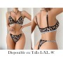 Conjunto de lencería sexy, sujetador de tirantes brillantes con estampado de leopardo y braguitas inalámbricas