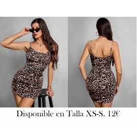 Vestido ajustado plisado con estampado de leopardo tipo camiseta casual Y2K