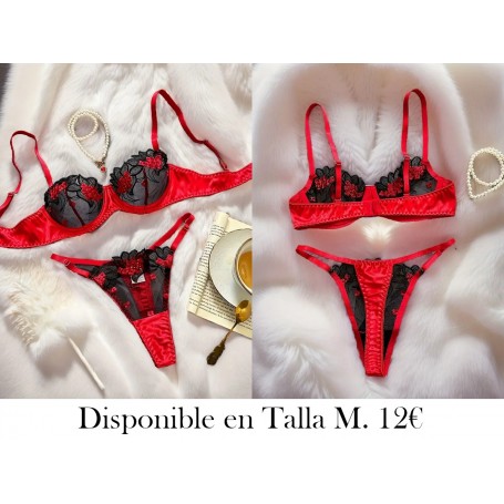 Conjunto de lencería de encaje para mujer