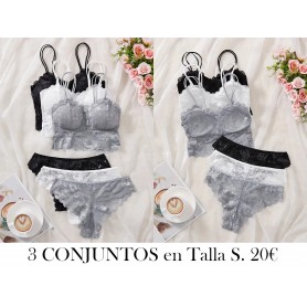 Conjunto de bralette de encaje estilo 3 CONJUNTOS