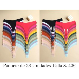 Empaquetado al azar de 33 unidades tangas colores