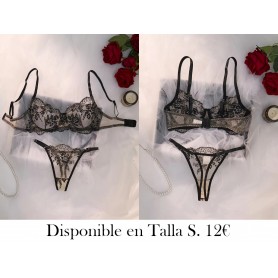 Conjunto de Ropa Interior Bordada NEGRA