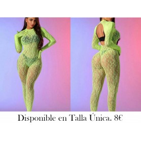 Bodyduit sexy de una pieza para mujer malla verde