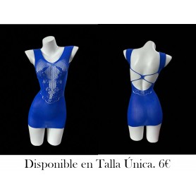 Vestido lencero mini sexy de mujer malla azul