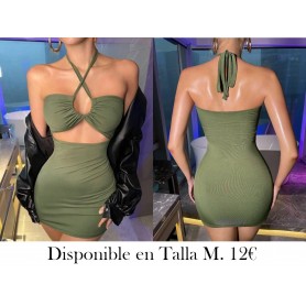 Vestido ajustado de cuello halter de espalda abierta con cordón con abertura