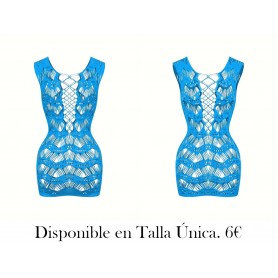 Estilo corto atractivo con vestido de tirantes rasgados MALLA AZUL