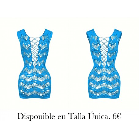 Estilo corto atractivo con vestido de tirantes rasgados MALLA AZUL