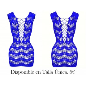 Estilo corto atractivo con vestido de tirantes rasgados MALLA AZUL