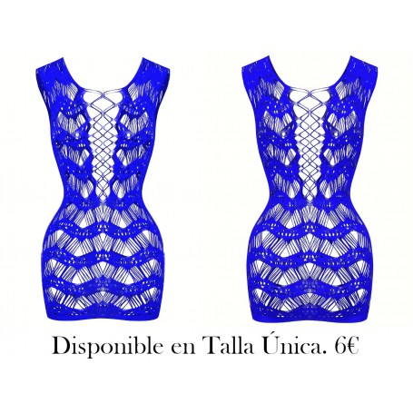 Estilo corto atractivo con vestido de tirantes rasgados MALLA AZUL