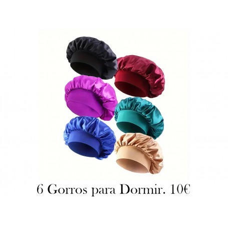 6pcs Gorros de Dormir de Satén Vibrantes