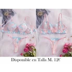 Conjunto de lencería de encaje floral, sujetador y tanga íntimos, lencería y ropa interior sexy para mujeres