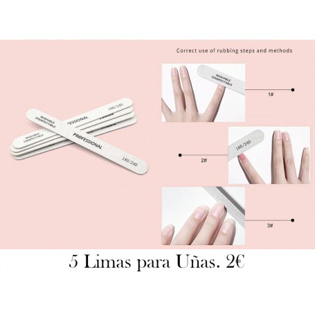 5 Limas De Uñas De Madera De Grano 180/240