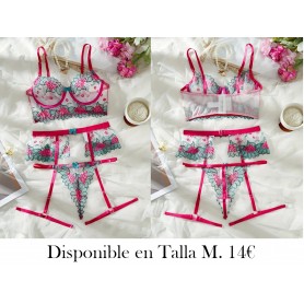 Conjunto de lencería floral 3 pcs