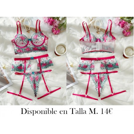 Conjunto de lencería floral 3 pcs