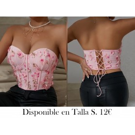 Top Bustier Floral Elegante con Detalle CORSET ROSA