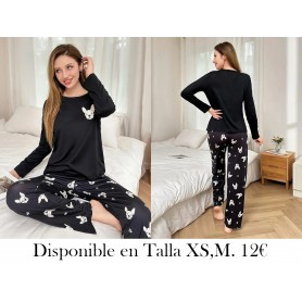 Conjunto de pijama de manga larga PIJAMA LARGA PERRO NEGRA