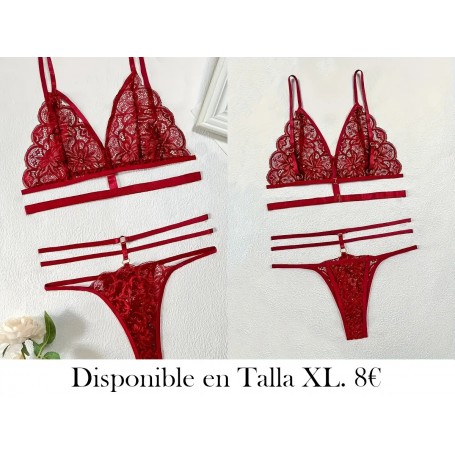 Conjunto de lencería de parche de encaje LENCERIA VINO
