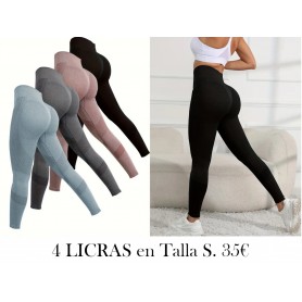 4 piezas de leggings deportivos de yoga de color sólido