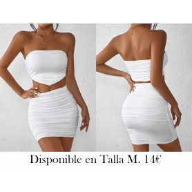 Conjunto de dos piezas sólido con pliegues CONJUNTO BLANCO