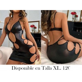 Vestido de lencería sexy con diseño calado NEGRA