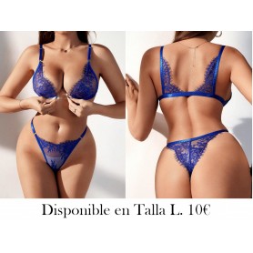 Conjunto de ropa interior de encaje lisa y sexy para damas