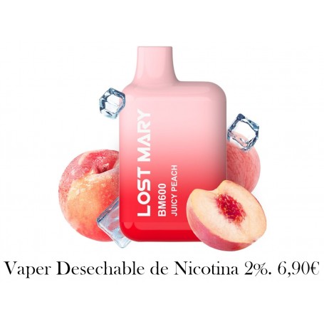 LOST MARY - BM600 VAPER NICOTINA 2% DESECHABLE SABOR MELOCOTÓN PACKAGING DISPONIBLE EN: /es/