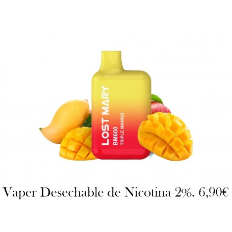 LOST MARY - BM600 VAPER NICOTINA 2% DESECHABLE SABOR TRIPLE MANGO