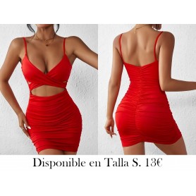 Vestido ajustado con pliegues VESTIDO ROJO