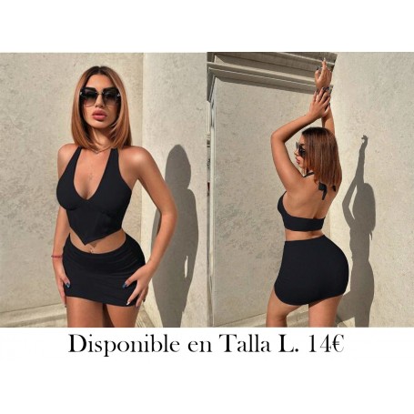 Top halter & Falda ajustada CONJUNTO NEGRO